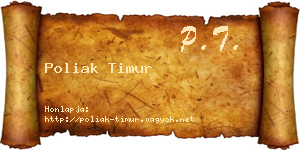 Poliak Timur névjegykártya
